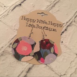 3 for $16 flower faux leather earrings